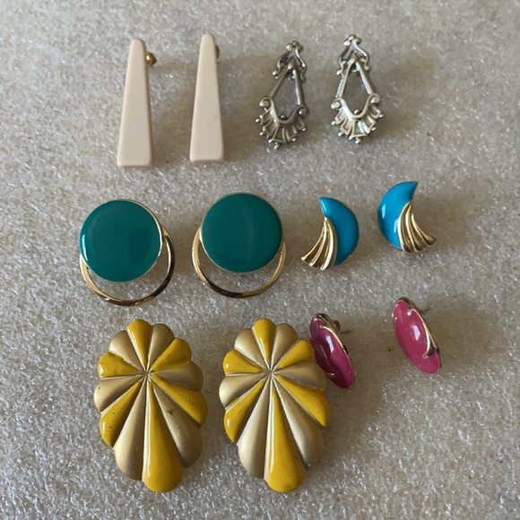 Vintage enamel earring lot (6) - Picture 2 of 3